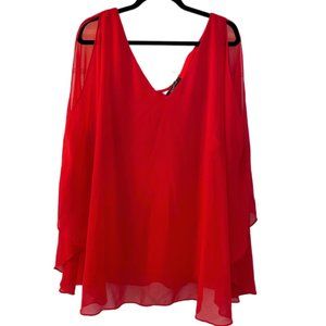 Plus 3X RED Sheer Poncho-Tank Blouse HeartSoul brand